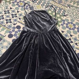 Metallic velvet skater dress